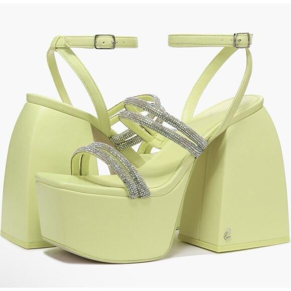 Circus NY by Sam Edelman Mila Jewel 8 M Lime Green Platform Sandals Crystals - Picture 1 of 5